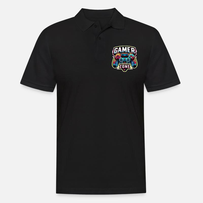 Gamer Zone - Controller Illustration - Männer Poloshirt - Schwarz