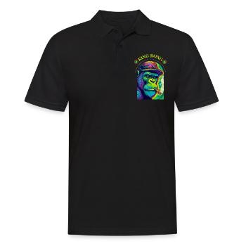 King Bong - Kiffer Gorilla - Cannabis - Männer Poloshirt - Schwarz - Vorne - Kai (181cm)