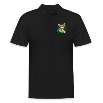 Chihuahua | St. Saint Patricks Day Bier Kleeblatt - Männer Poloshirt - Schwarz - Vorne - Kai (181cm)