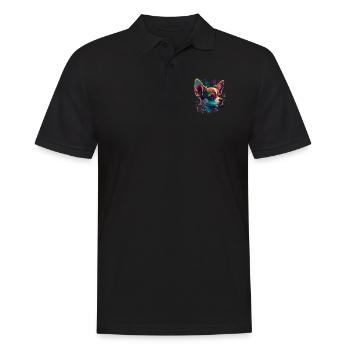 Chihuahua | Bunte Kunst Schöner Hund - Männer Poloshirt - Schwarz - Vorne - Kai (181cm)
