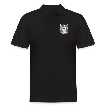 Chihuahua | Bunt Regenbogen LGBTQ Einhorn Hund - Männer Poloshirt - Schwarz - Vorne - Kai (181cm)