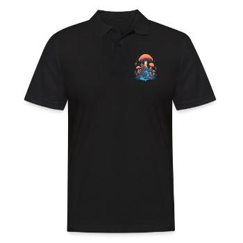 Mushroom | Fantasy Pilze Wald Natur Goa Festival - Männer Poloshirt - Schwarz - Vorne - Kai (181cm)