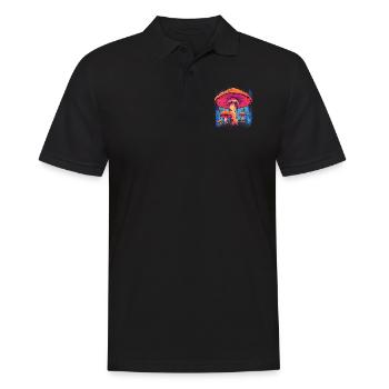 Mushroom | Fantasy Pilze Wald Natur Goa Festival - Männer Poloshirt - Schwarz - Vorne - Kai (181cm)
