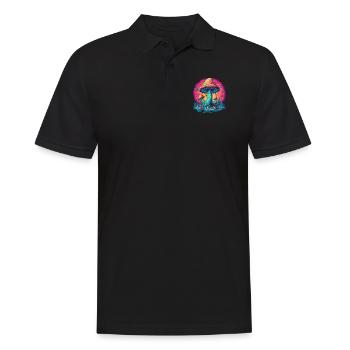 Mushroom | Fantasy Pilze Wald Natur Goa Festival - Männer Poloshirt - Schwarz - Vorne - Kai (181cm)