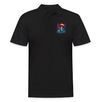 Mushroom | Fantasy Pilze Wald Natur Goa Festival - Männer Poloshirt - Schwarz - Vorne - Kai (181cm)