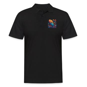 Mushroom | Fantasy Pilze Wald Natur Goa Festival - Männer Poloshirt - Schwarz - Vorne - Kai (181cm)