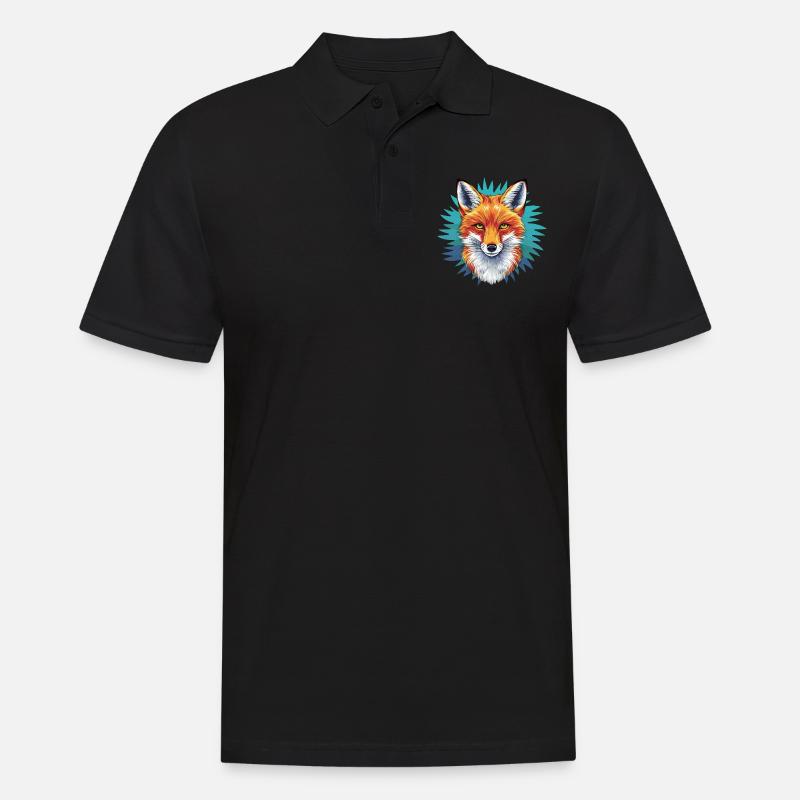 Fuchs - Illustration - Männer Poloshirt - Schwarz
