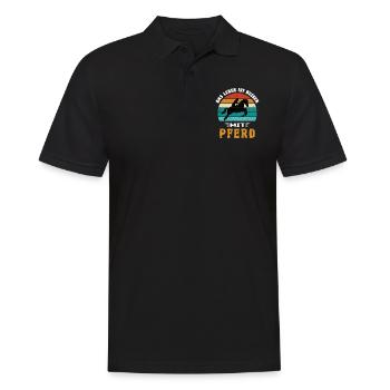Das Leben ist besser mit Pferd - Männer Poloshirt - Schwarz - Vorne - Kai (181cm)