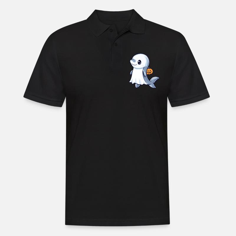 Dolphin Halloween Comic Ghost - Men's Polo Shirt - black