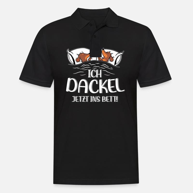 Hund Dackel Ich Dackel Jetzt Ins Bett - Männer Poloshirt - Schwarz