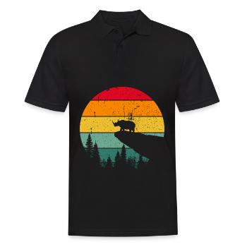 Vintage Retro Rhino Africa Safari Animal Gift - Men's Polo Shirt - black - Front - Kai (181cm)