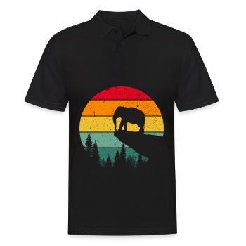 Vintage Retro Elefant Lustig Comic Kinder Rüssel - Männer Poloshirt - Schwarz - Vorne - Kai (181cm)