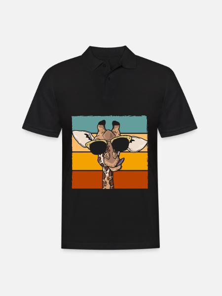 Retro-Giraffe Lustiges Safari-Tier - Männer Poloshirt - Schwarz