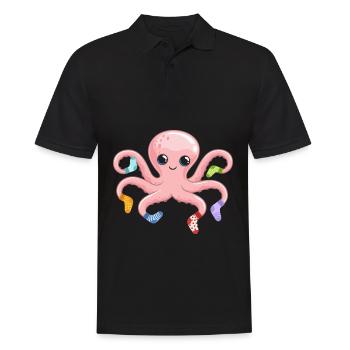 Kawaii Octopus Sweet Octopus Sea Creature - Men's Polo Shirt - black - Front - Kai (181cm)