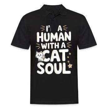 Chat Chats Amoureux Chat Propriétaire Chaton - Polo Homme - noir - Devant - Kai (181cm)