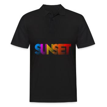 SUNSET Schrift Sonnenuntergang Farben Urlaubsmotiv - Männer Poloshirt - Schwarz - Vorne - Kai (181cm)