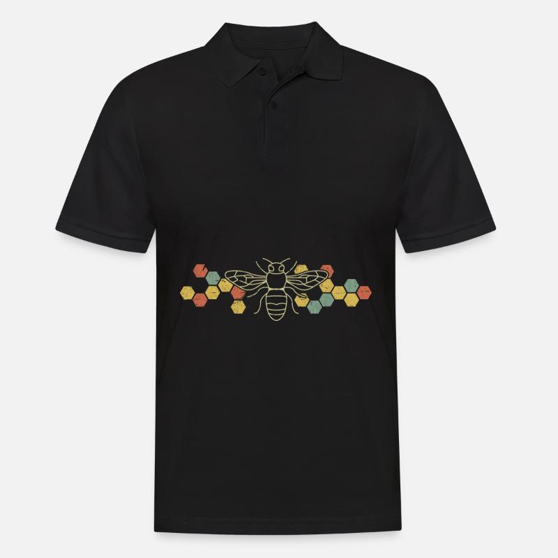 Rétro abeille abeille nature conscience Apiculteurs - Polo Homme - noir