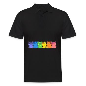 LGBT Katze Regenbogen schwul lesbisch Kätzchen - Männer Poloshirt - Schwarz - Vorne - Kai (181cm)