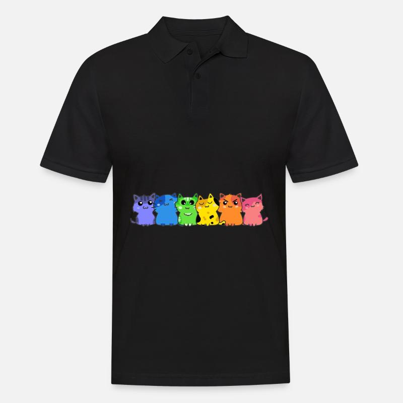 LGBT Katze Regenbogen schwul lesbisch Kätzchen - Männer Poloshirt - Schwarz