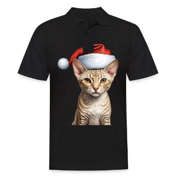 Cornish Rex Weihnachten - Männer Poloshirt - Schwarz - Vorne - Kai (181cm)
