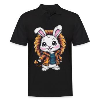 Bunny with pretty lion outfit - Men's Polo Shirt - black - Front - Kai (181cm)