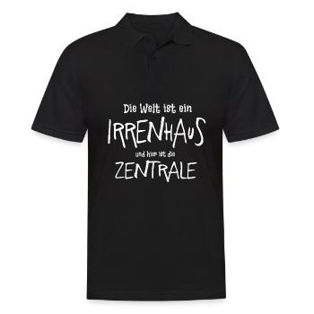 Die Welt ist ein Irrenhaus, hier ist die Zentrale. - Männer Poloshirt - Schwarz - Vorne - Kai (181cm)