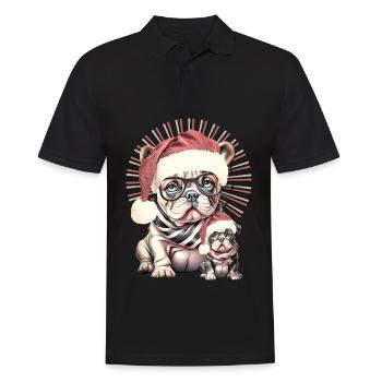 Weihnachts Bulldogge Duo - Männer Poloshirt - Schwarz - Vorne - Kai (181cm)
