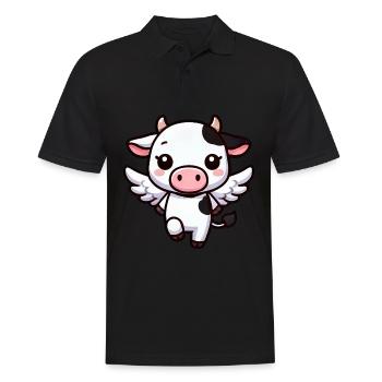 Vache mignonne comme ange dessin animé - Polo Homme - noir - Devant - Kai (181cm)
