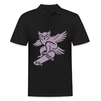 Schneeeule Skateboard Silhouette Minimalistischer - Männer Poloshirt - Schwarz - Vorne - Kai (181cm)