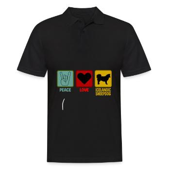 Icelandic Islandhund Hunde Shirt - Peace Love - Polo Homme - noir - Devant - Kai (181cm)