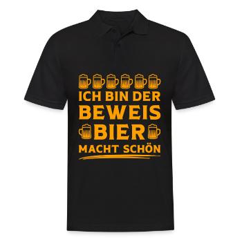 Ich bin der Beweis Bier macht schön Bier Sprüche - Männer Poloshirt - Schwarz - Vorne - Kai (181cm)