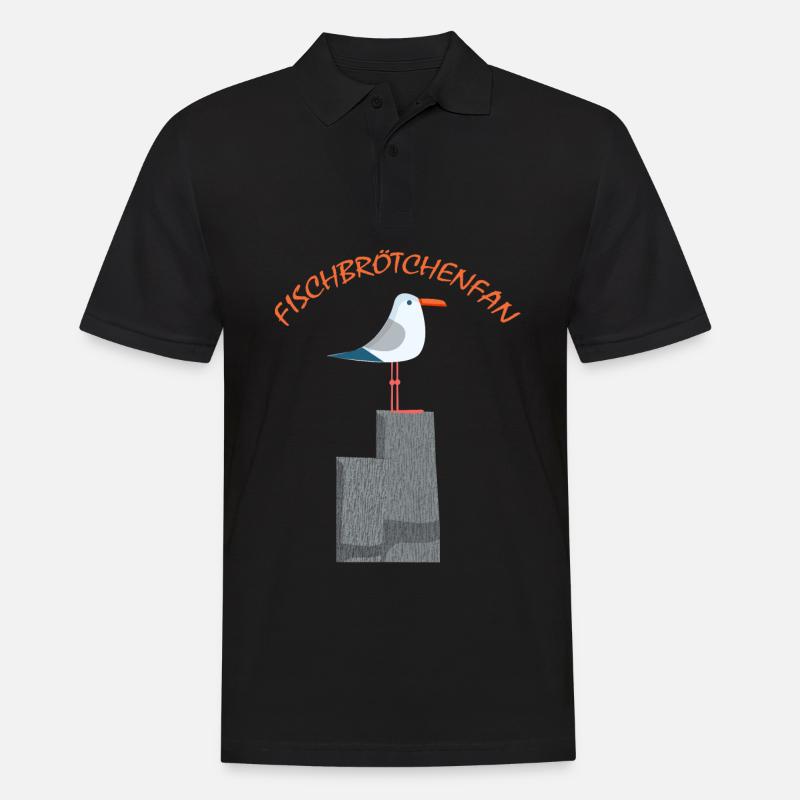 Fischbrötchen Fan die Möwe - Männer Poloshirt - Schwarz
