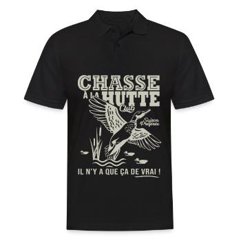 chasse à la hutte cadeau humour cool chasseur - Polo Homme - noir - Devant - Kai (181cm)