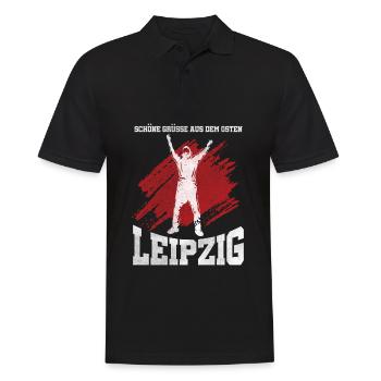 Schöne Grüße aus dem Osten Leipzig - Sachsen - Männer Poloshirt - Schwarz - Vorne - Kai (181cm)