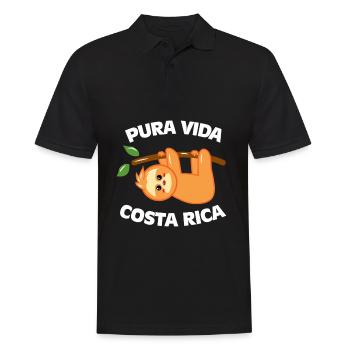Pura Vida Faultier Costa Rica Geschenk - Männer Poloshirt - Schwarz - Vorne - Kai (181cm)