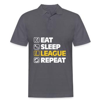 Eat Sleep League Repeat Bronze Master Legend LoL - Männer Poloshirt - Anthrazit - Vorne - Nico (186cm)