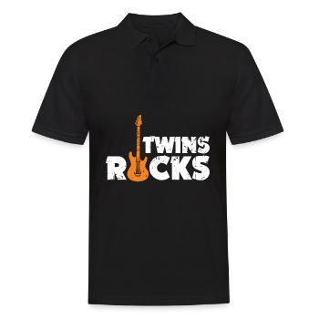 Zwillinge Geschenkidee Rock Musik Kinder - Männer Poloshirt - Schwarz - Vorne - Kai (181cm)