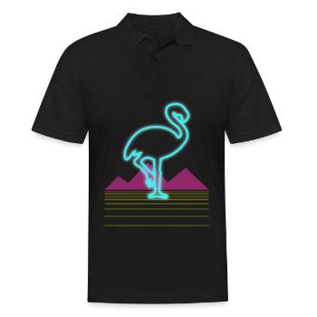 80er Jahre Retro Neon Rosa Flamingo Vogel Geschenk - Männer Poloshirt - Schwarz - Vorne - Kai (181cm)