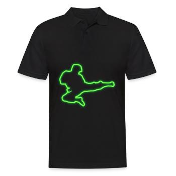 Neon Tae Kwon Do Kampfsport Retro Geschenkidee - Männer Poloshirt - Schwarz - Vorne - Kai (181cm)