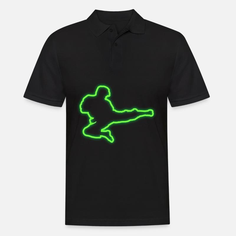 Neon Tae Kwon Do Kampfsport Retro Geschenkidee - Männer Poloshirt - Schwarz