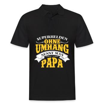 Superhelden ohne Umhang nennt Man Papa - Männer Poloshirt - Schwarz - Vorne - Kai (181cm)