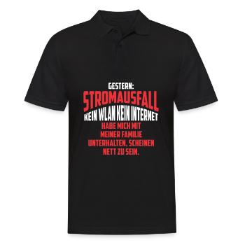 Gestern: Stromausfall Kein WLAN Kein Internet - Männer Poloshirt - Schwarz - Vorne - Kai (181cm)