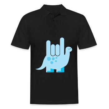 Gebärdensprache Dinosaurier - Ich Liebe Dich - Männer Poloshirt - Schwarz - Vorne - Kai (181cm)