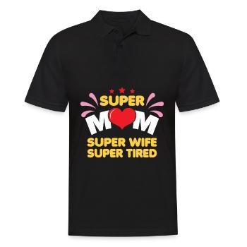 Mère Femme - Super maman Super Épuisée - Polo Homme - noir - Devant - Kai (181cm)