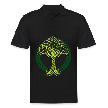 WIKINGER KELTISCHER ASTWERK BAUM DES LEBENS - Männer Poloshirt - Schwarz - Vorne - Kai (181cm)