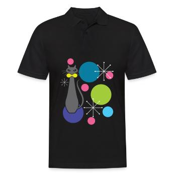 Retro Style Atomic Era Mid Century Cool Cat - Männer Poloshirt - Schwarz - Vorne - Kai (181cm)