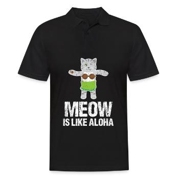 Meow Is Like Aloha Cat Hawaiian Dance Hula Kitty - Men's Polo Shirt - black - Front - Kai (181cm)