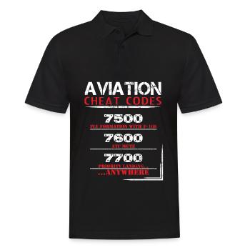 Aviation cheat codes - Funny Tshirt for pilots - Männer Poloshirt - Schwarz - Vorne - Kai (181cm)