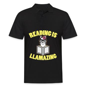 Reading is Llamazing Lama Book Reader - Men's Polo Shirt - black - Front - Kai (181cm)