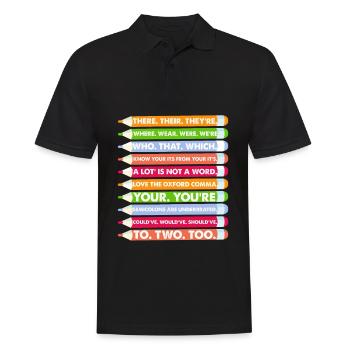 Spelling Grammar There Their Were We're - Men's Polo Shirt - black - Front - Kai (181cm)